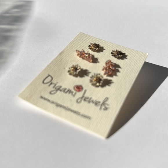 NWOT Origami Jewels earrings. Set of three pairs of studs. - Picture 5 of 5